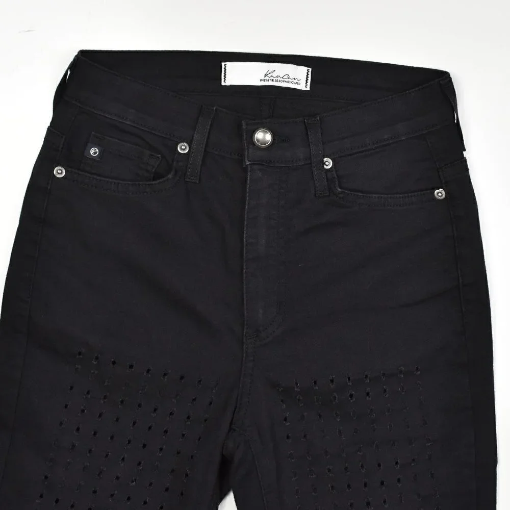 KanCan Perforated High Rise Skinny Black Jeans 5/26 - Picture 6 of 8